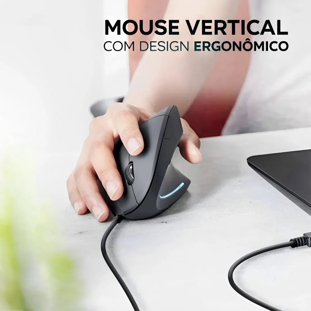 Mouse vertical ergonômico Verto Com o Verto LED