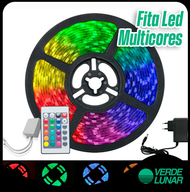 LED Tape Roll 5m IP65 + Controle + Fonte 12V Bivolt - Verde Lunar