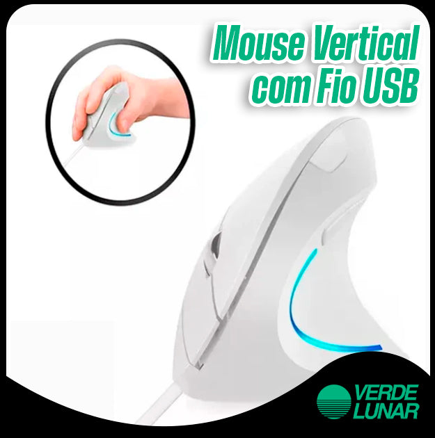Mouse Vertical Verto Ergonômico 6 Botões Com Fio Usb Led