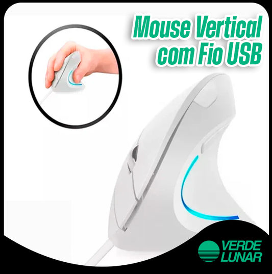 Mouse Vertical Verto Ergonômico 6 Botões Com Fio Usb Led